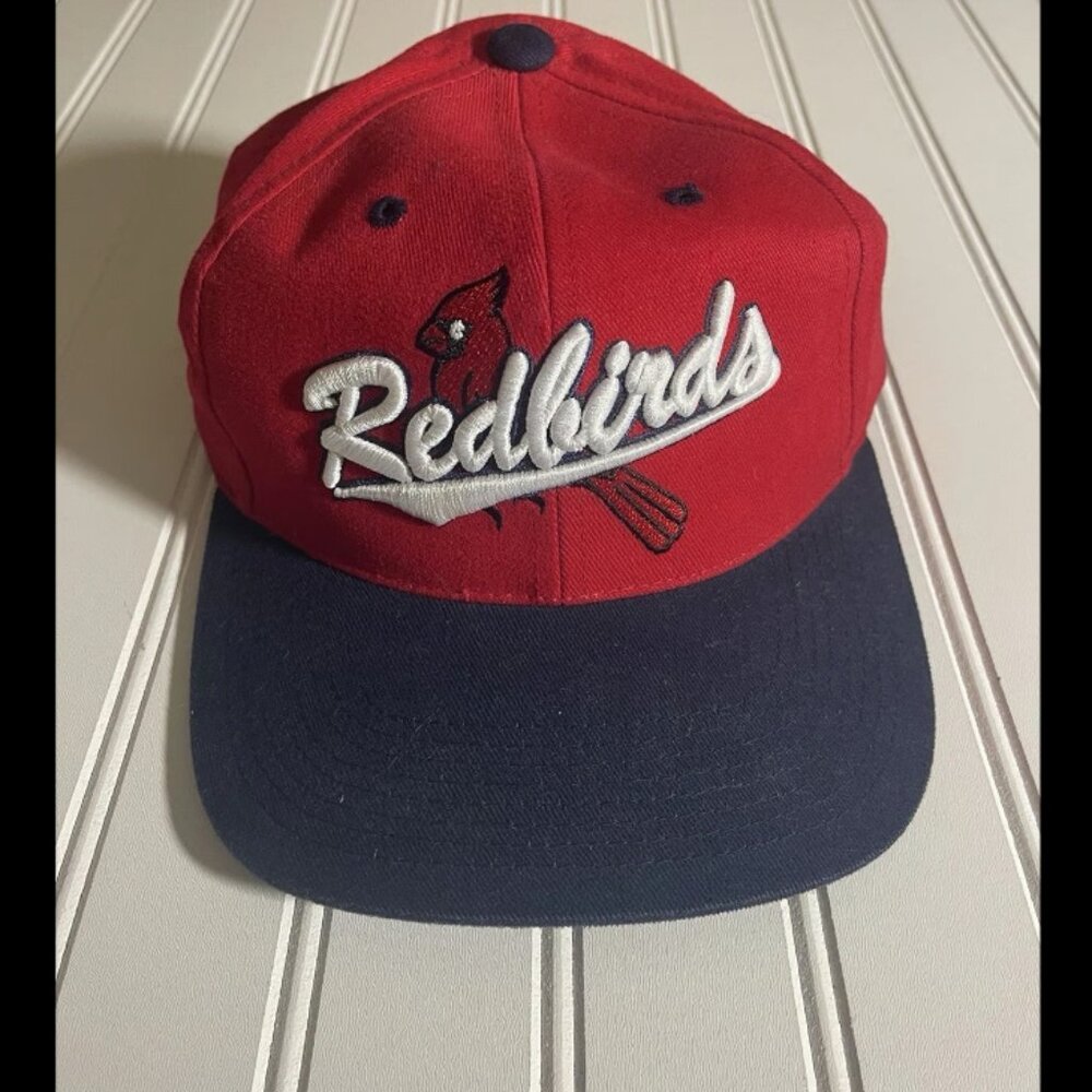 Memphis Redbirds Hat Cap Strap Back Red Blue Brim Big White Script Cardinal Logo